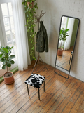 Vintage kruk - Casal fluwelen stof met koeienprint
