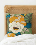 Coussins handmade - Tissu Thevenon Idris fond bleu