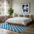Tapis berbère 250x150cm - Damier bleu