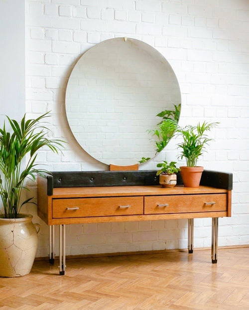 Coiffeuse vintage avec miroir géant