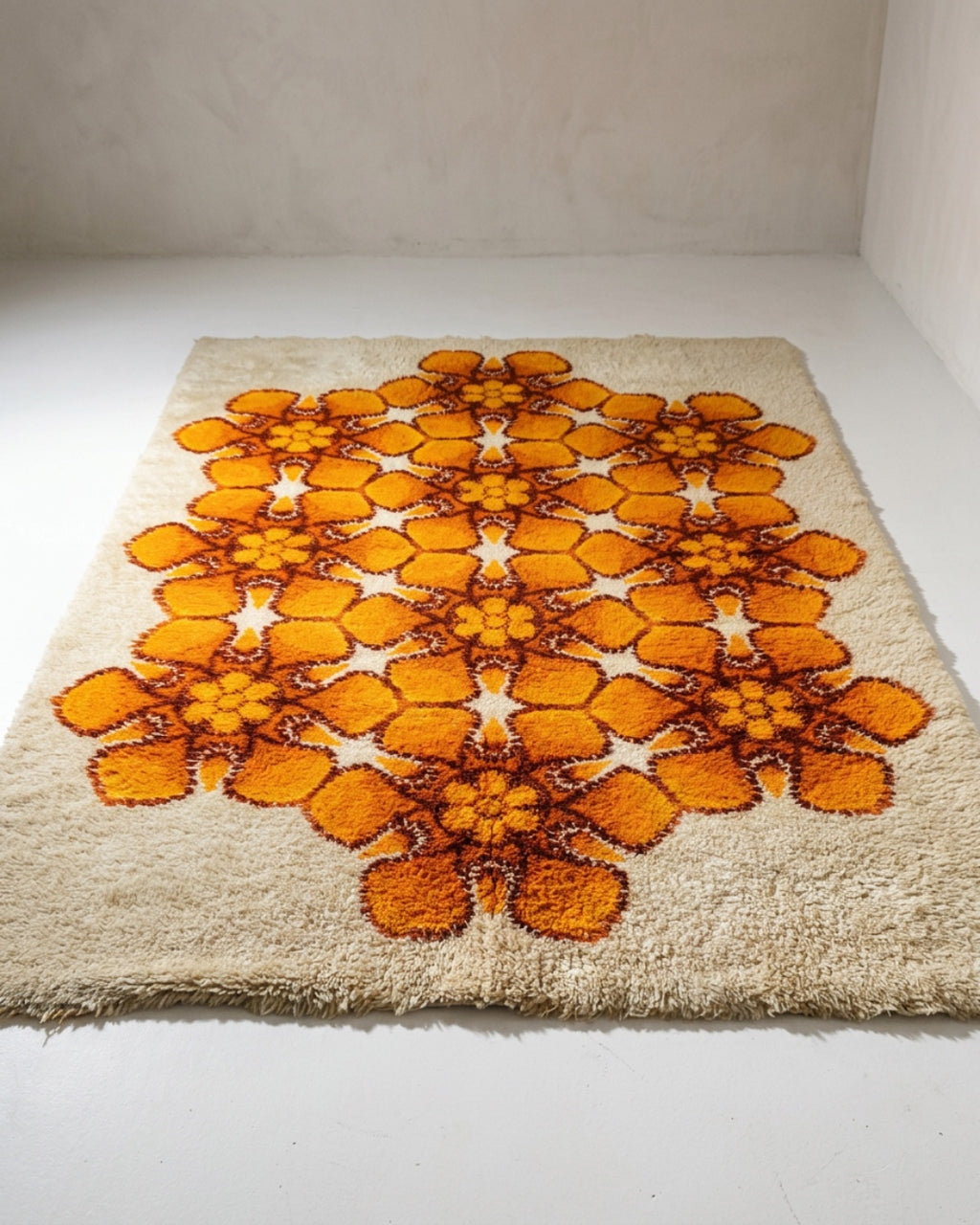 Grand tapis vintage Flower Power – Années 70
