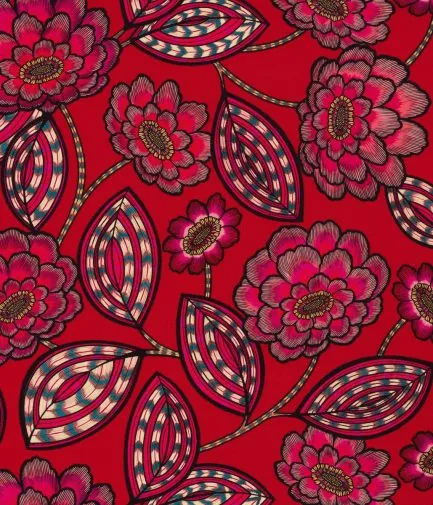 Tissu d’ameublement Maison Thevenon Aline - fond rouge