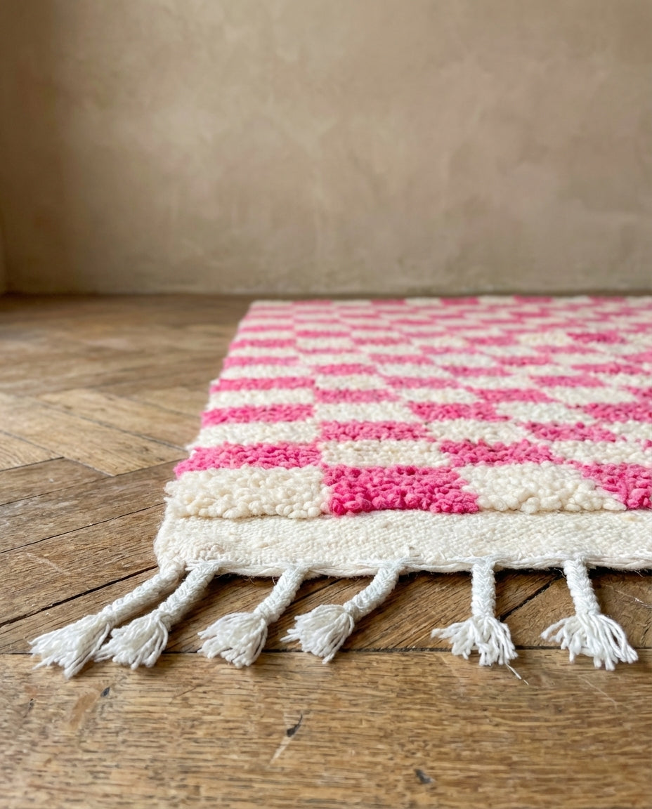 Berberkleed 150x105cm - Roze dambordpatroon