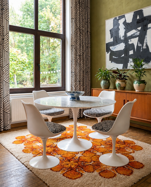 Grand tapis vintage Flower Power – Années 70