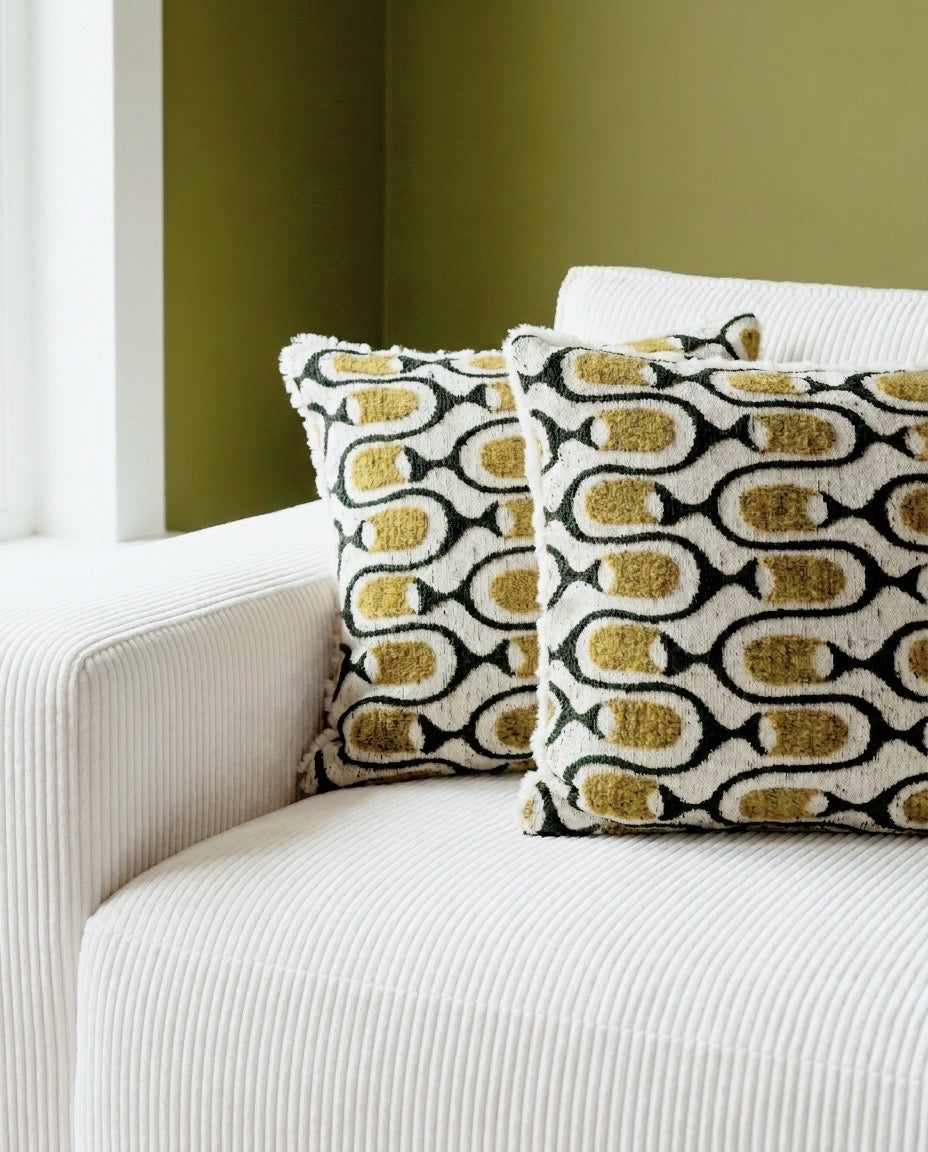 Coussins handmade - Tissu Casal graphique Vert