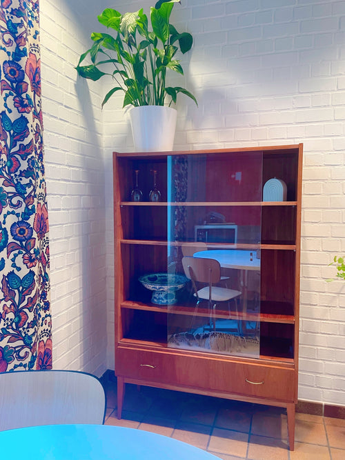 Buffet-bibliothèque vitré vintage – années 60