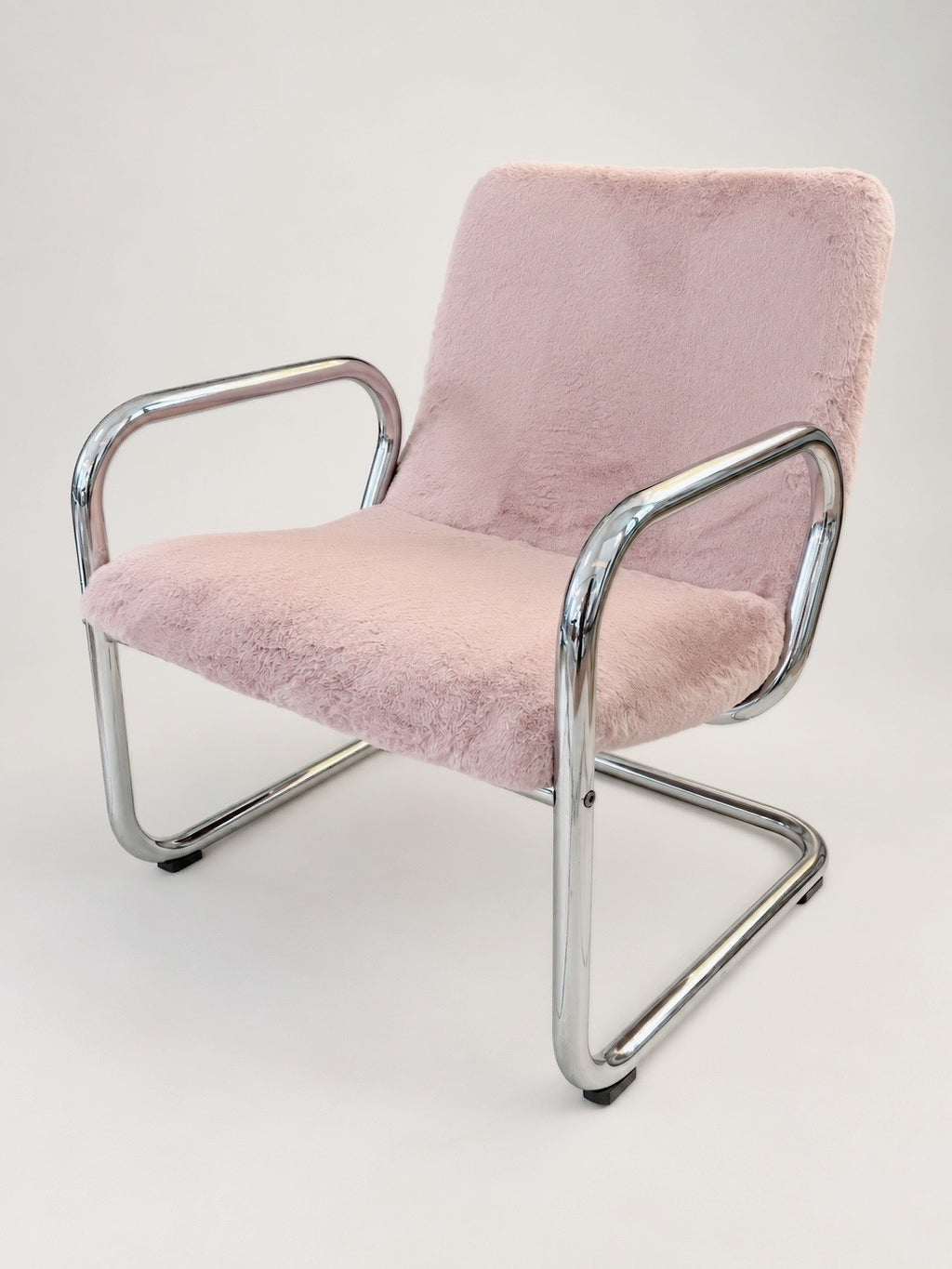 Fauteuil vintage tubulaires rose poudré & Coup de Griffe - 2 pièces disponibles