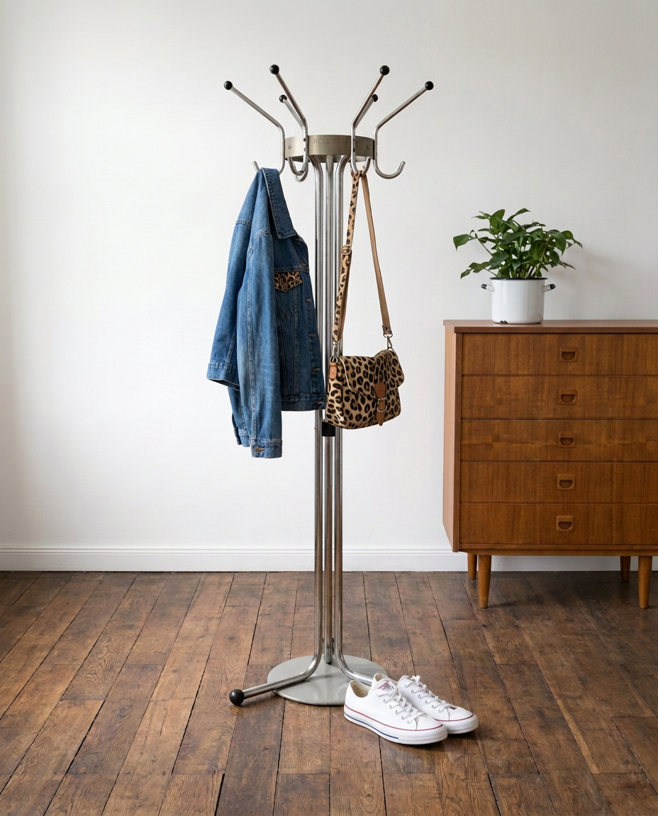 Porte-manteau vintage Tubax en tube chromé, design belge