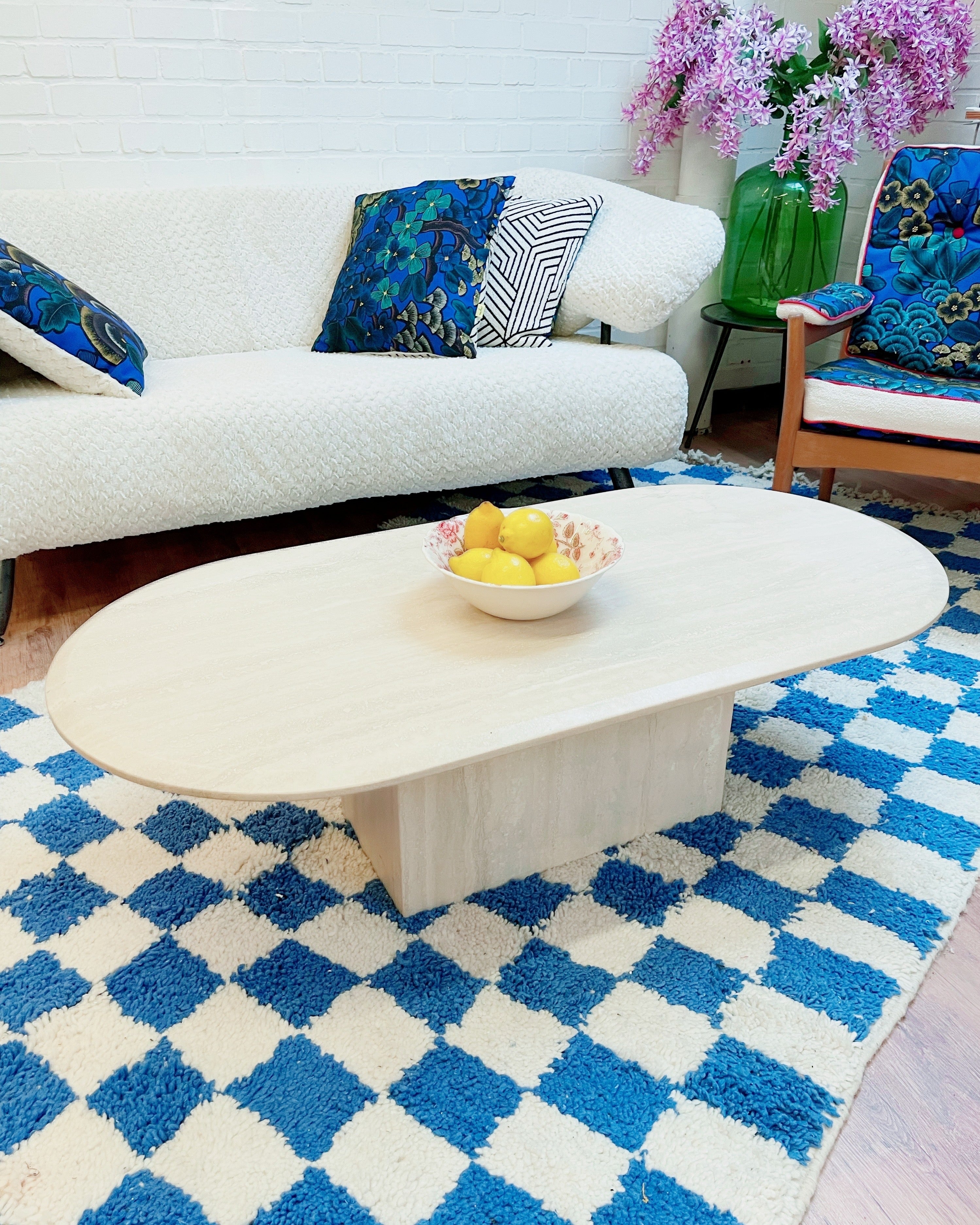 Table basse - Travertin massif. Années 1970