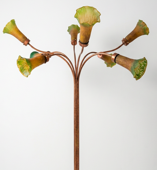 Grand lampadaire floral à 8 branches Art Nouveau - H.175cm