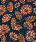 Tissu d’ameublement Maison Thevenon Aline - fond bleu profond