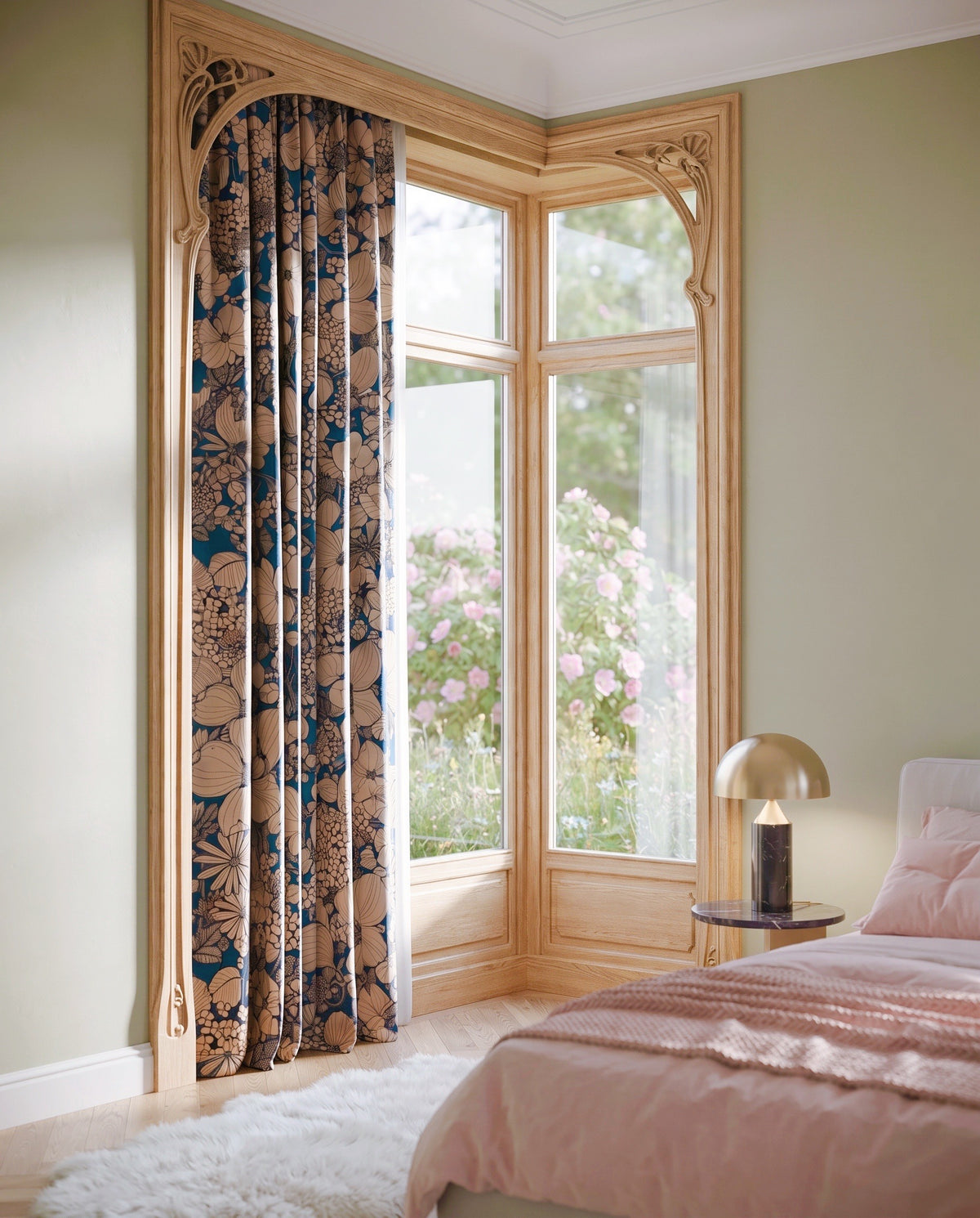 Rideaux Suzie fond bleu – Tissu Maison Thevenon