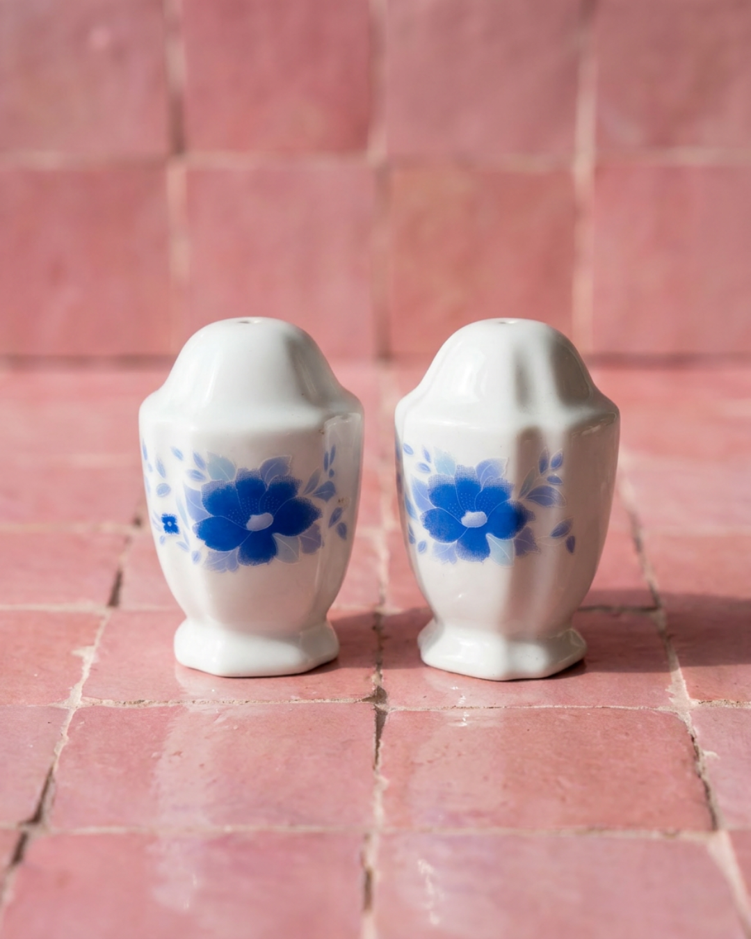 Salière & poivrière Delft bleu & blanc – faïence hollandaise vintage