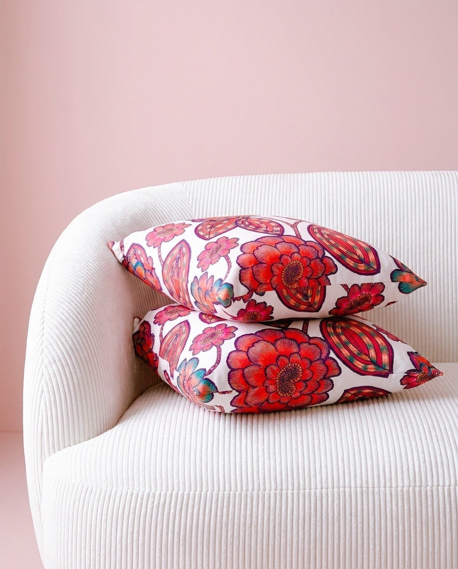 Coussins handmade - Tissu Thevenon Aline fond grège