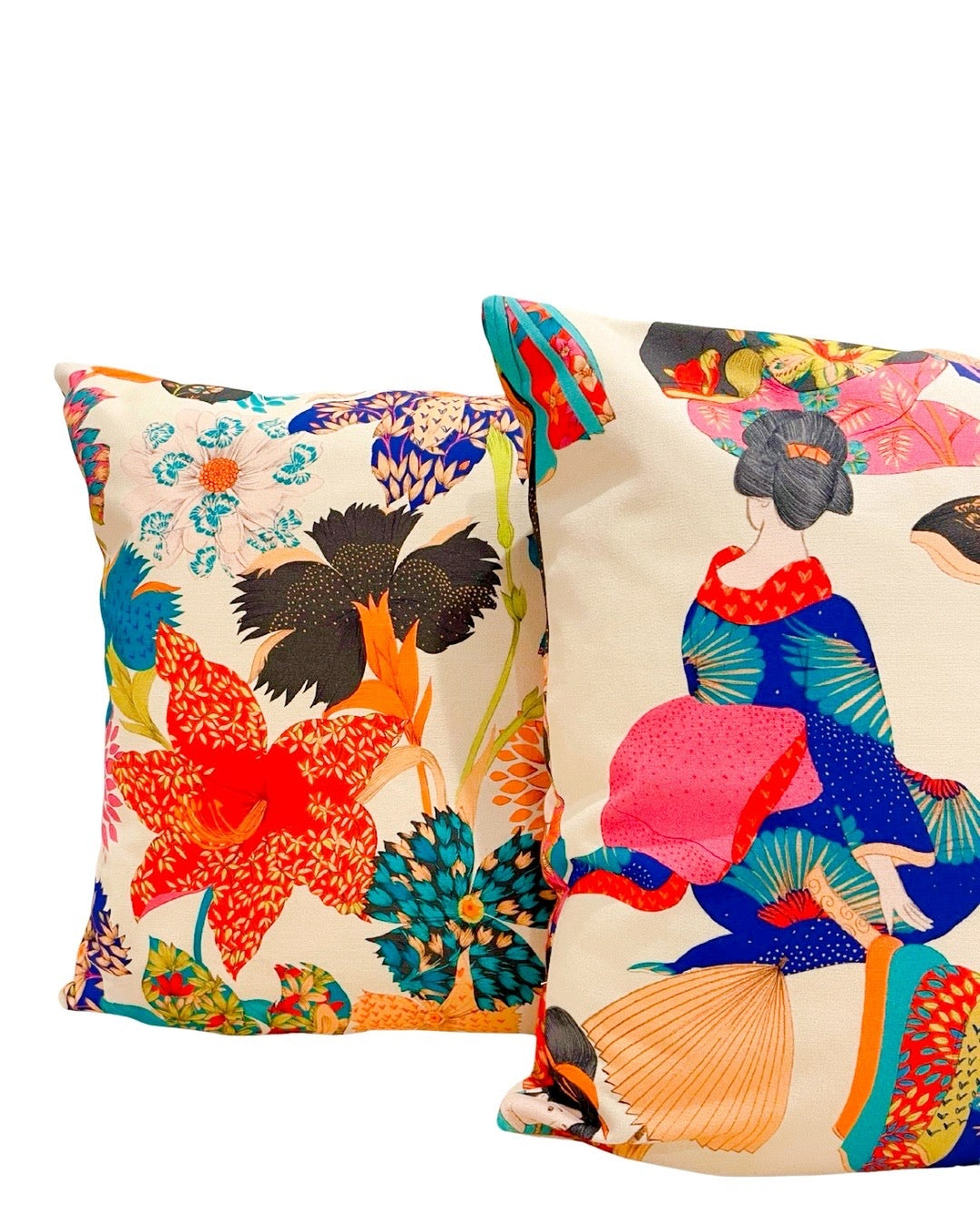 Coussin 50×50 - Tissu Thevenon Kimono fond Crème