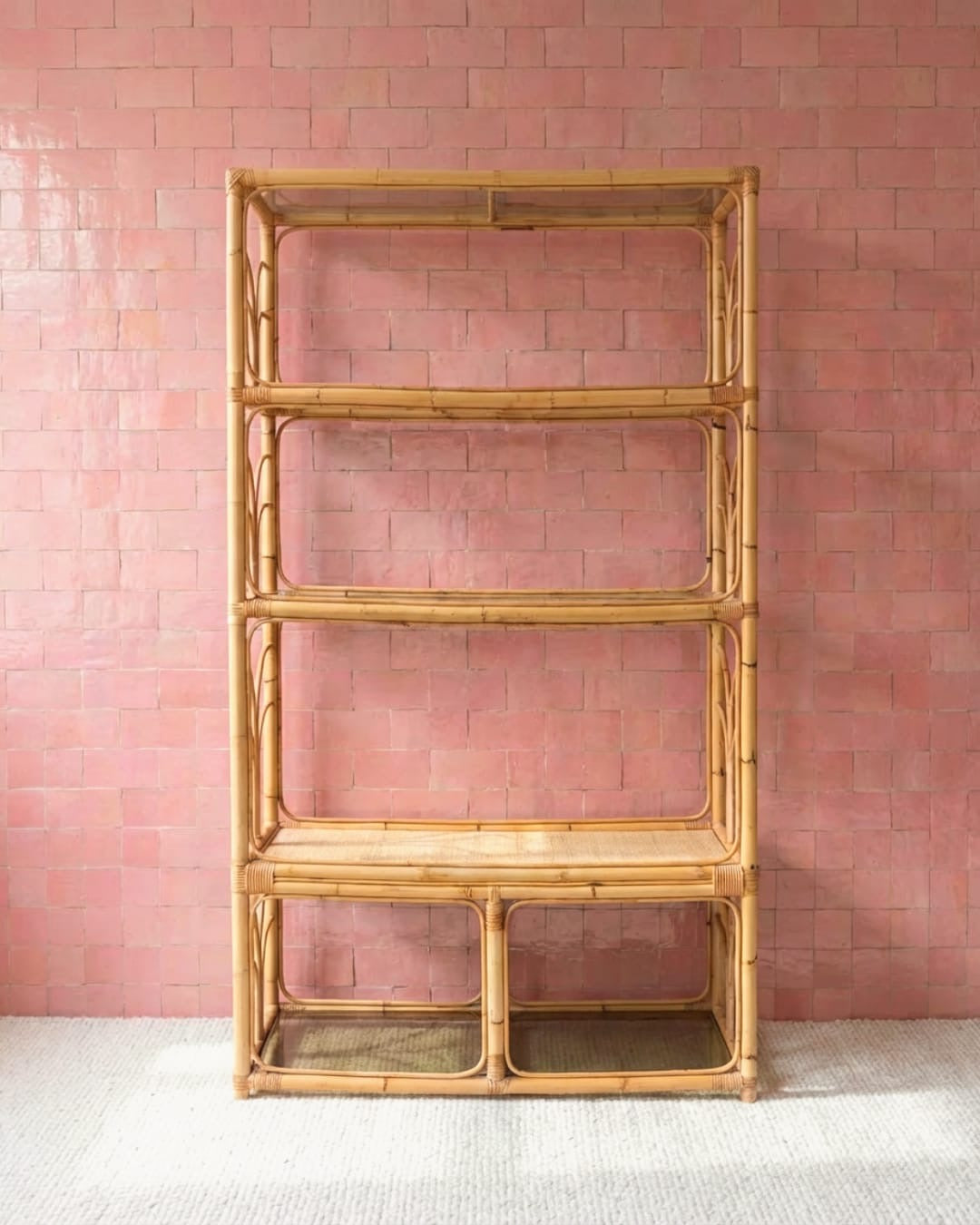 Étagère / armoire en rotin vintage – grand format