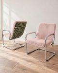 Fauteuil vintage tubulaires rose poudré & Coup de Griffe - 2 pièces disponibles