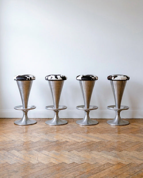 Tabouret de bar Dream 4816 Pedrali, base inox et assise imprimé peau de vache