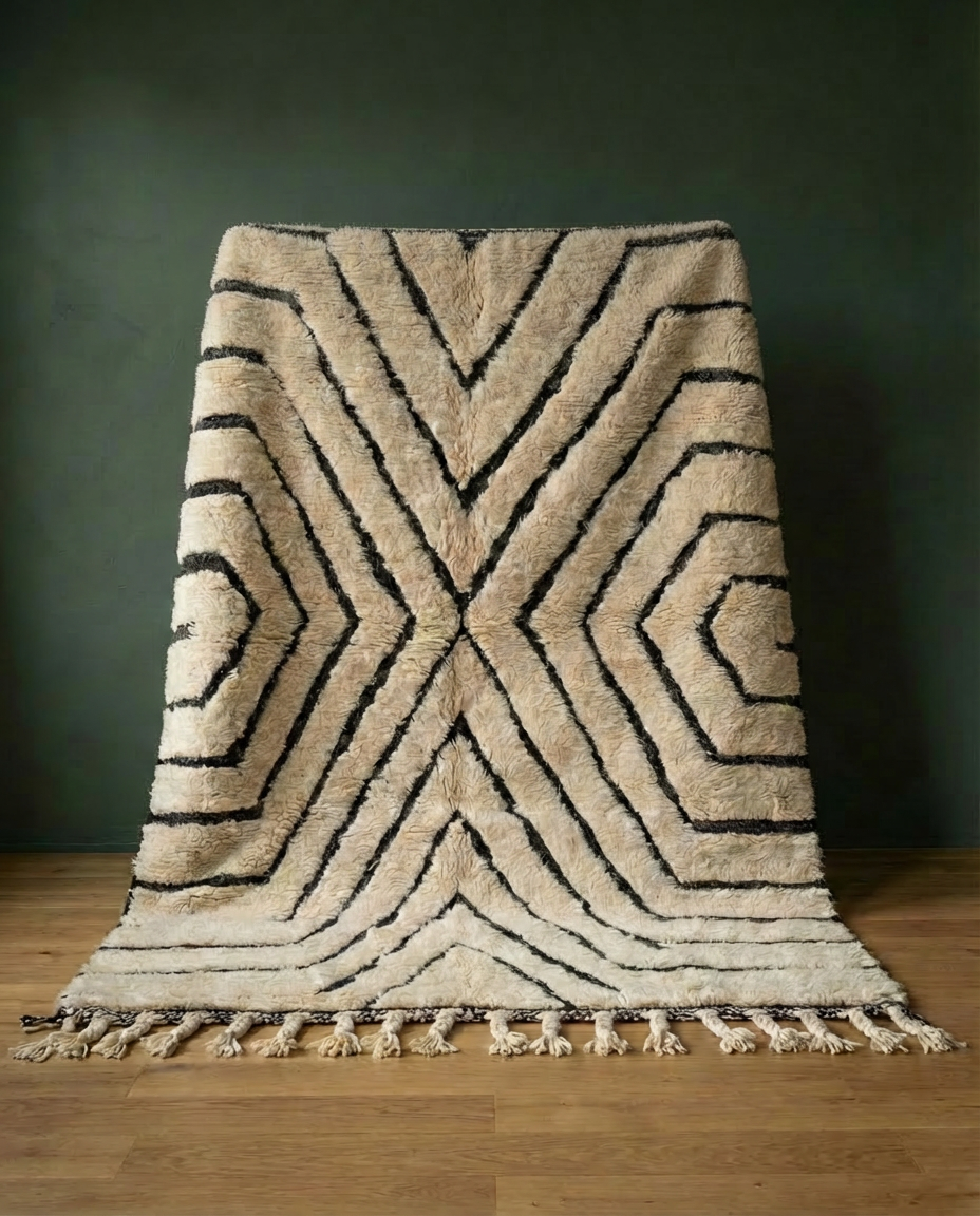 Tapis berbère XXL - graphique noir blanc 315x220cm