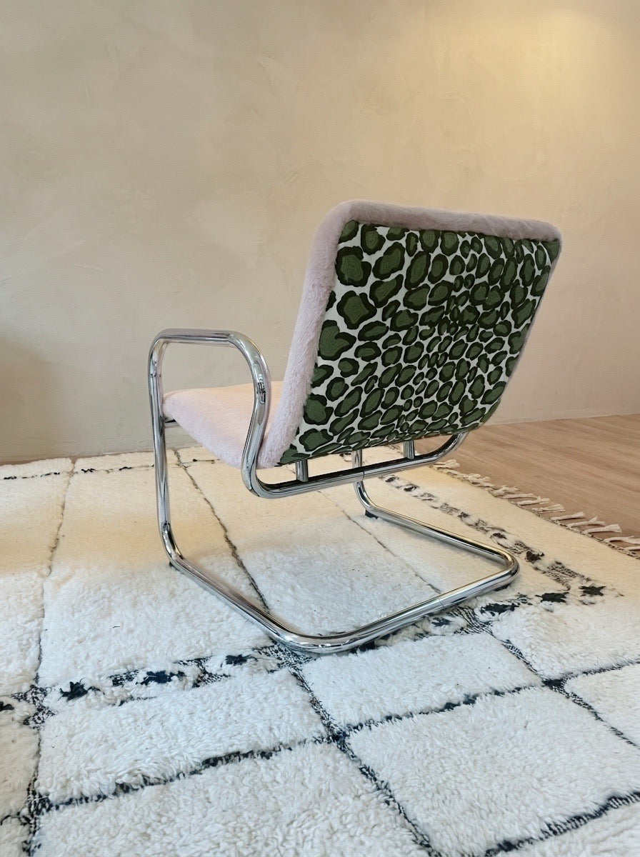 Fauteuil vintage tubulaires rose poudré & Coup de Griffe - 2 pièces disponibles