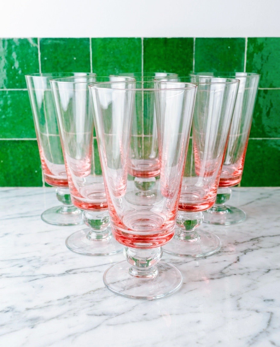 Set of 6 vintage pink gradient glasses – 1960s/70s