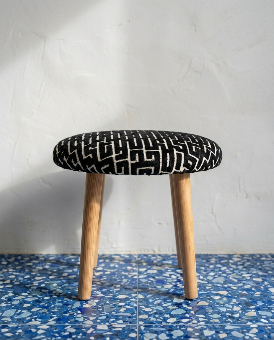 Tabouret rond - Assise graphique par Maison Machao