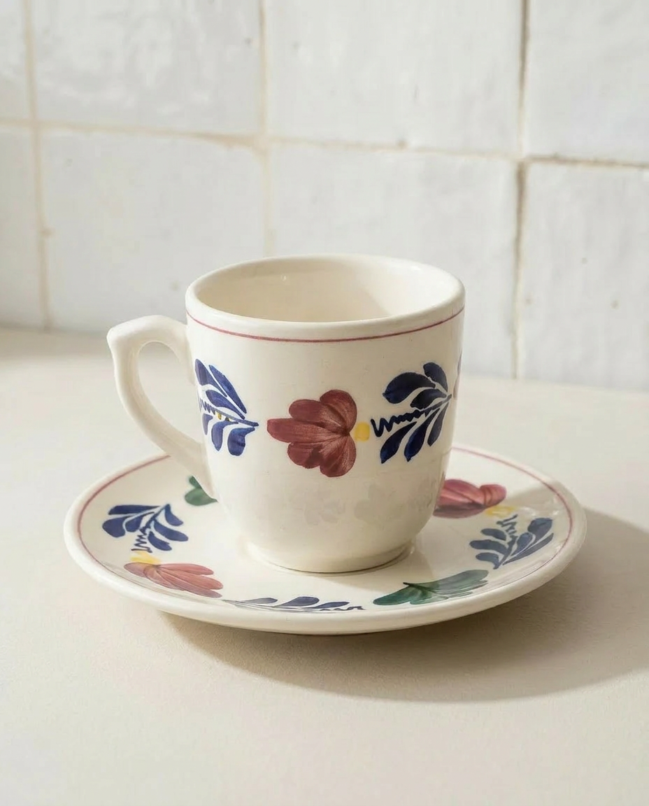 Lot de 4 tasses et sous tasses Vintage - Boch modèle Boerenbont