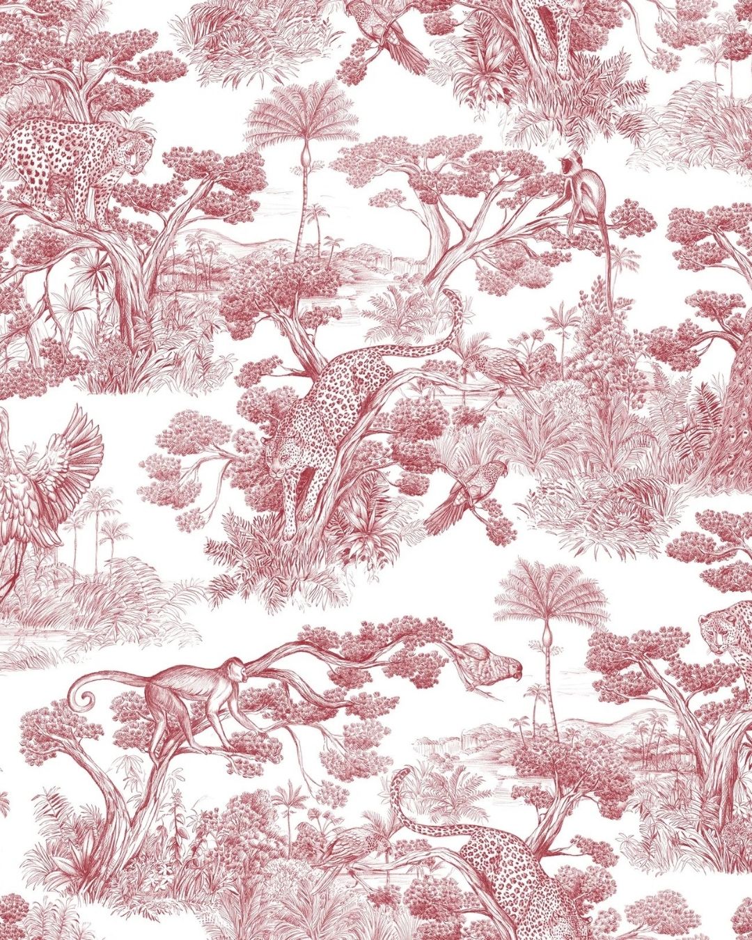 Papier peint Animalia Bordeaux, motif animaux, Maison Thevenon