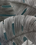 Papier peint Arcadie Fond Bleu Canard, motif floraux, Maison Thevenon