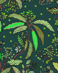 Papier peint Bibi Fond Vert, motif floraux, Maison Thevenon
