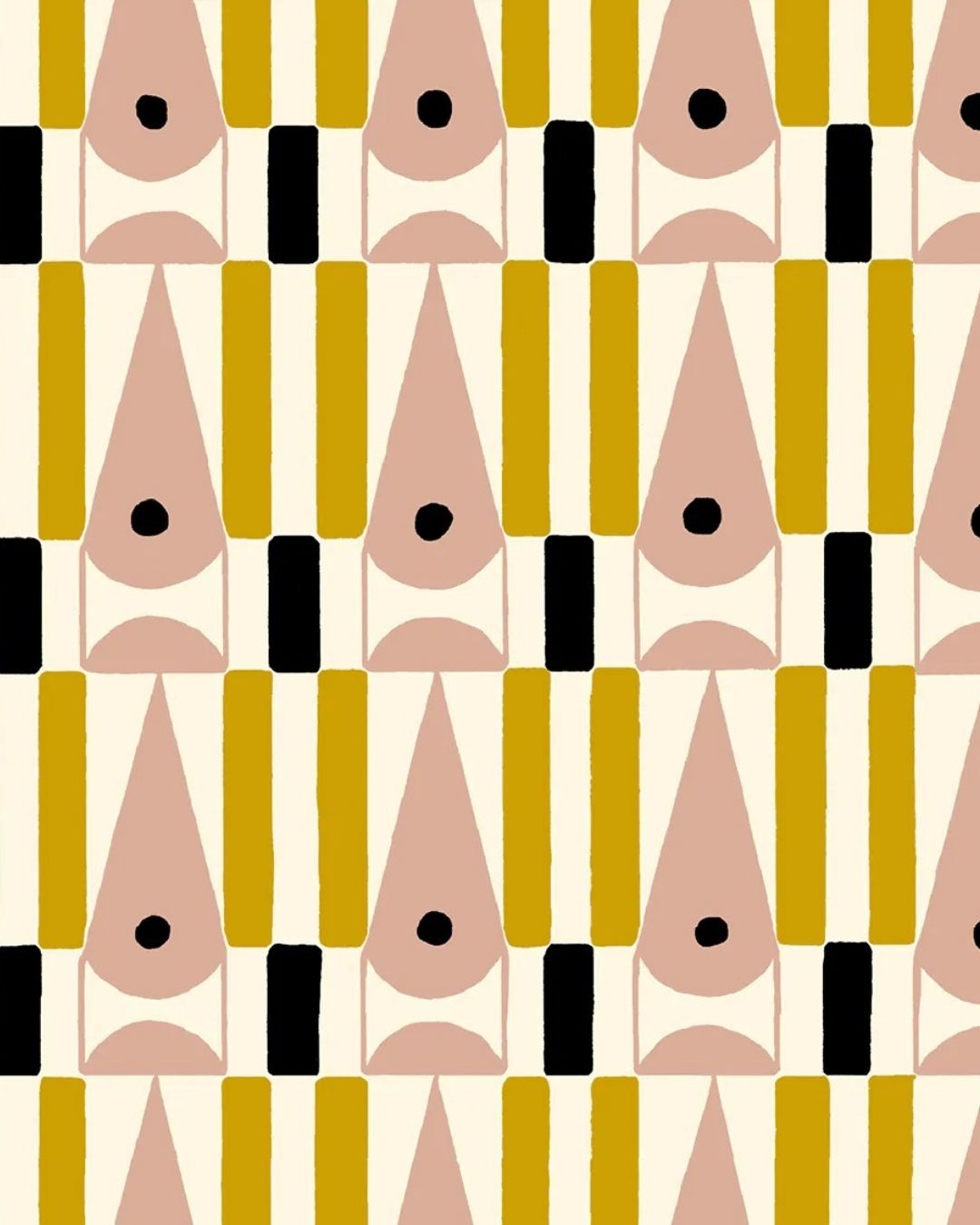 Papier peint Eye Now Fond Crème, motif designs géométriques, Maison Thevenon