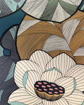 Papier peint Idris Moutarde-Gris Fond Océan, motif floraux, Maison Thevenon