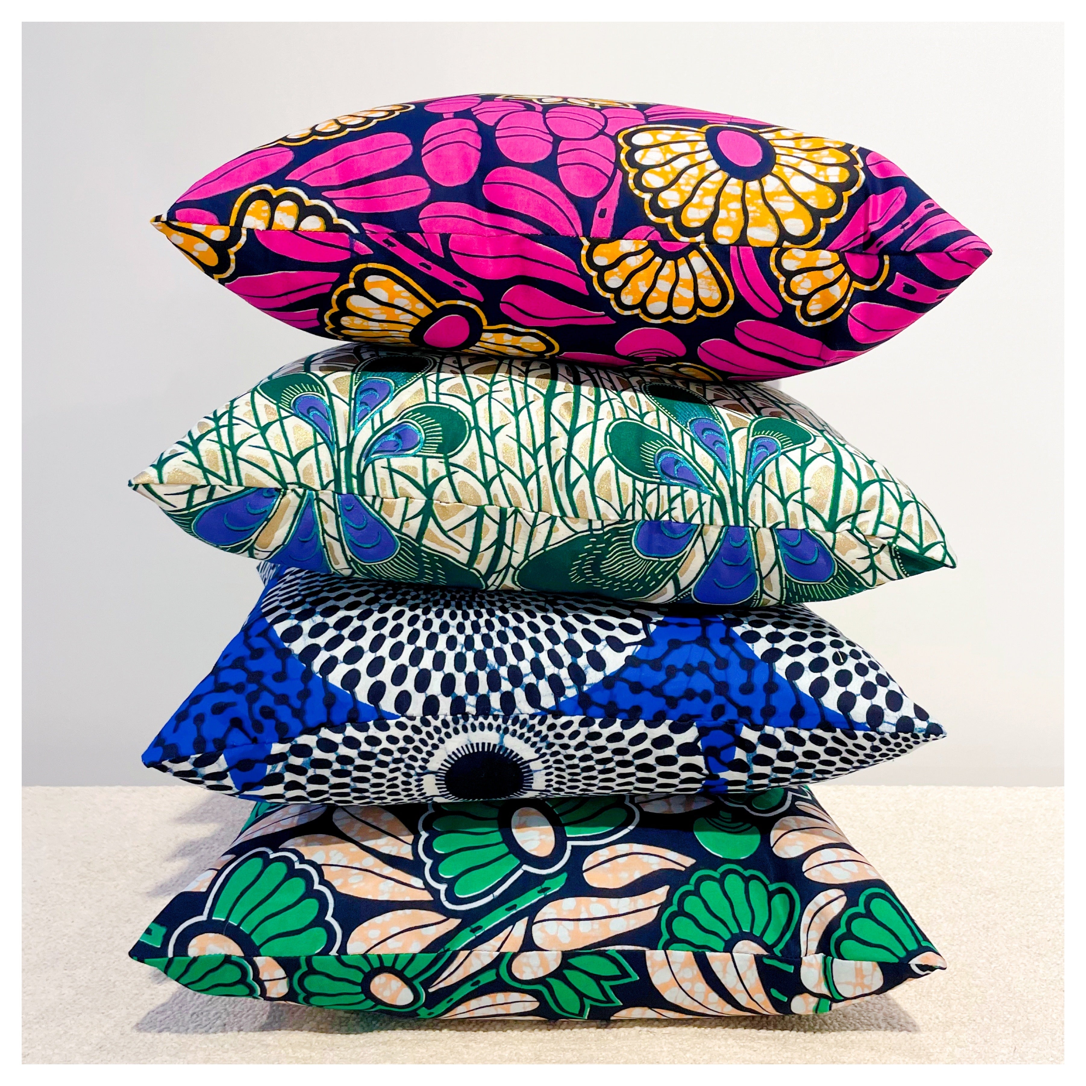 Coussin Wax - Vlisco Fleurs vertes