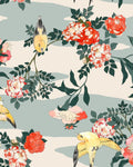 Papier peint Obi nude ciel, pivoines et oiseaux dans l'esprit des estampes japonaises, Maison Thevenon