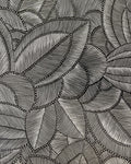 Papier peint Onyx noir, feuilles stylisées en traits fins noir et blanc, Maison Thevenon